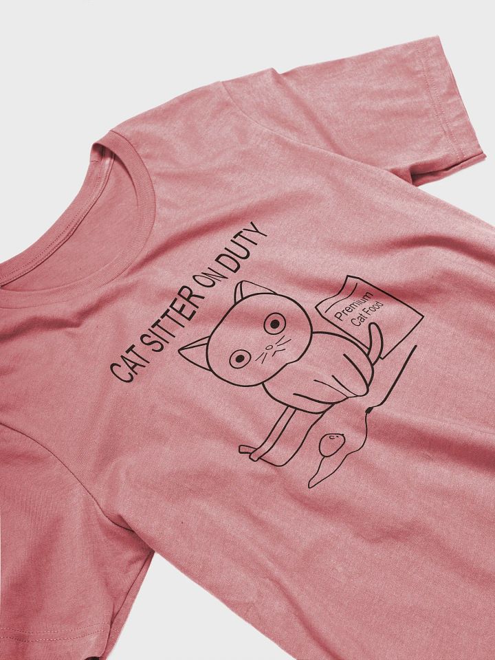 Cat Sitter on Duty Unisex Tee, Black Print product image (2)