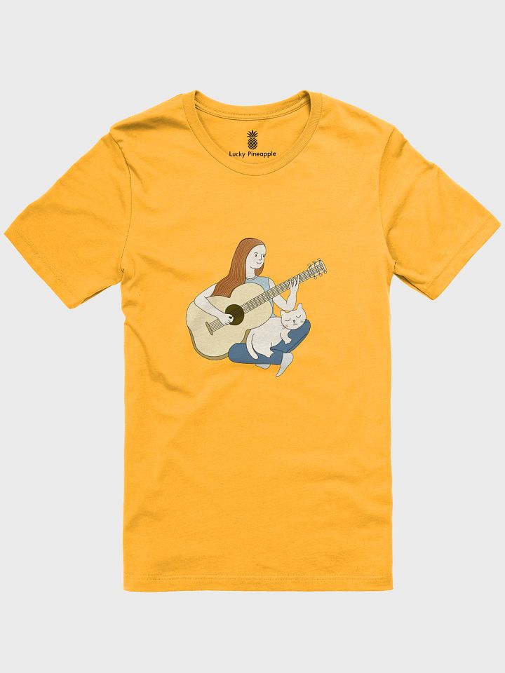 Woman Playing Acoustic Guitar and Her Cat Unisex T-Shirt product image (7)