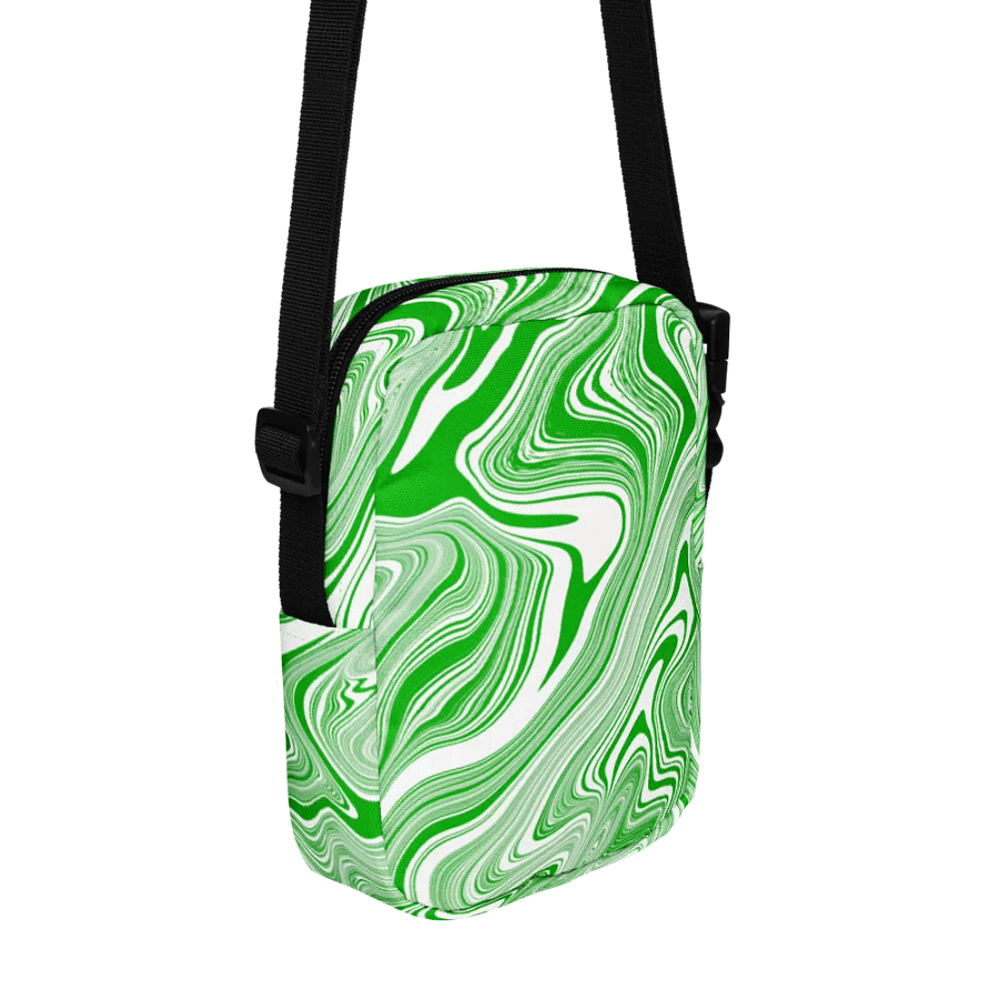 Utility Crossbody Bag - Green and White Liquid Swirls product image (5)