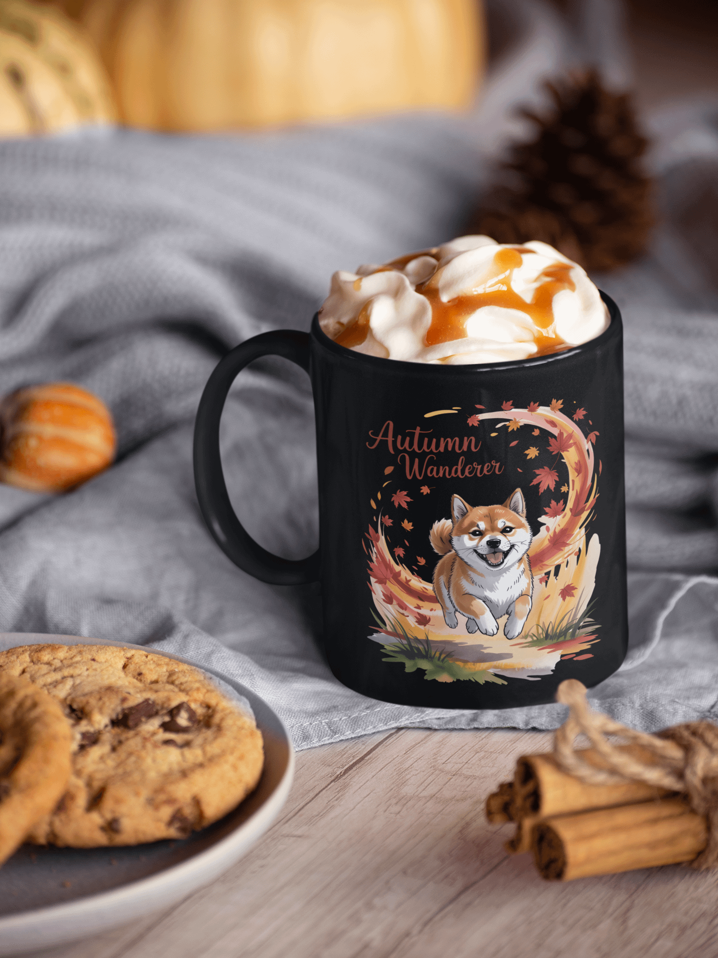 "Autumn Wanderer" Shiba Inu Mug | Cozy Fall Dog & Leaves Coffee Cup product image (1)