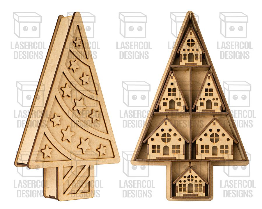 Christmas Houses Ornaments Box - Laser Cut Files product image (2)