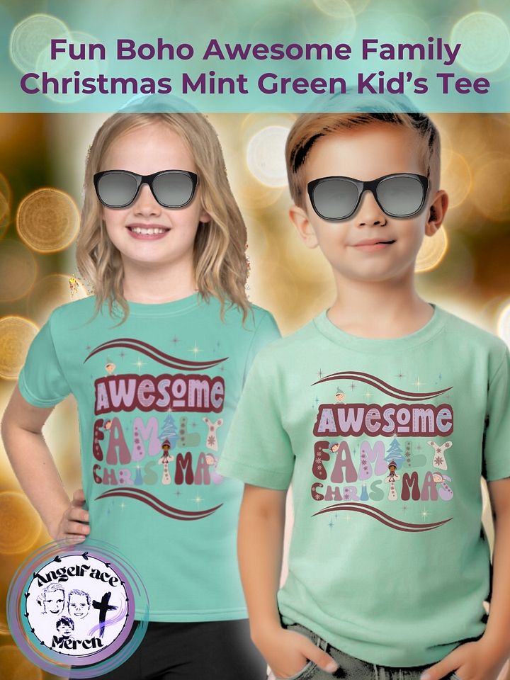 Fun Boho Awesome Family Christmas Mint Green Kid's Tee product image (1)