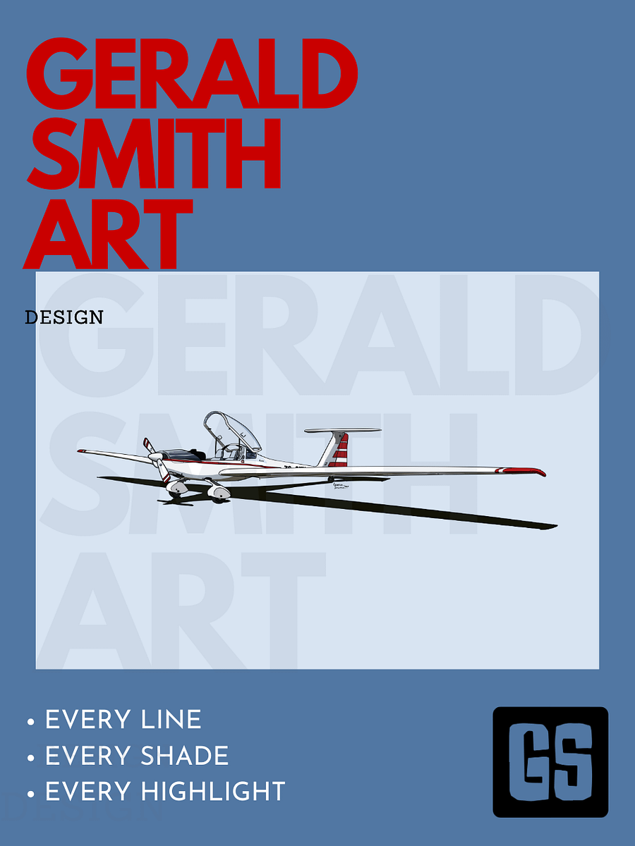 Hoffman Dimona H36 Glider Digital Printable Art Aviation Gift with Blue Background product image (4)