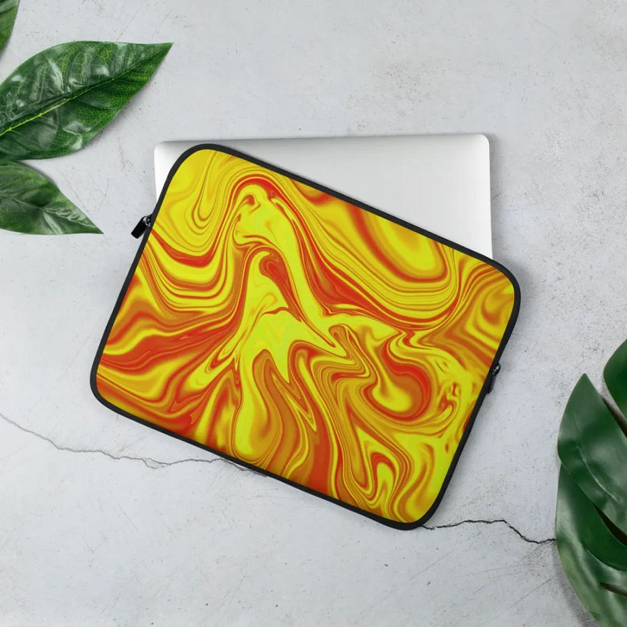 Laptop Sleeve - Yellow and Red Digital Fluid Art product image (3)