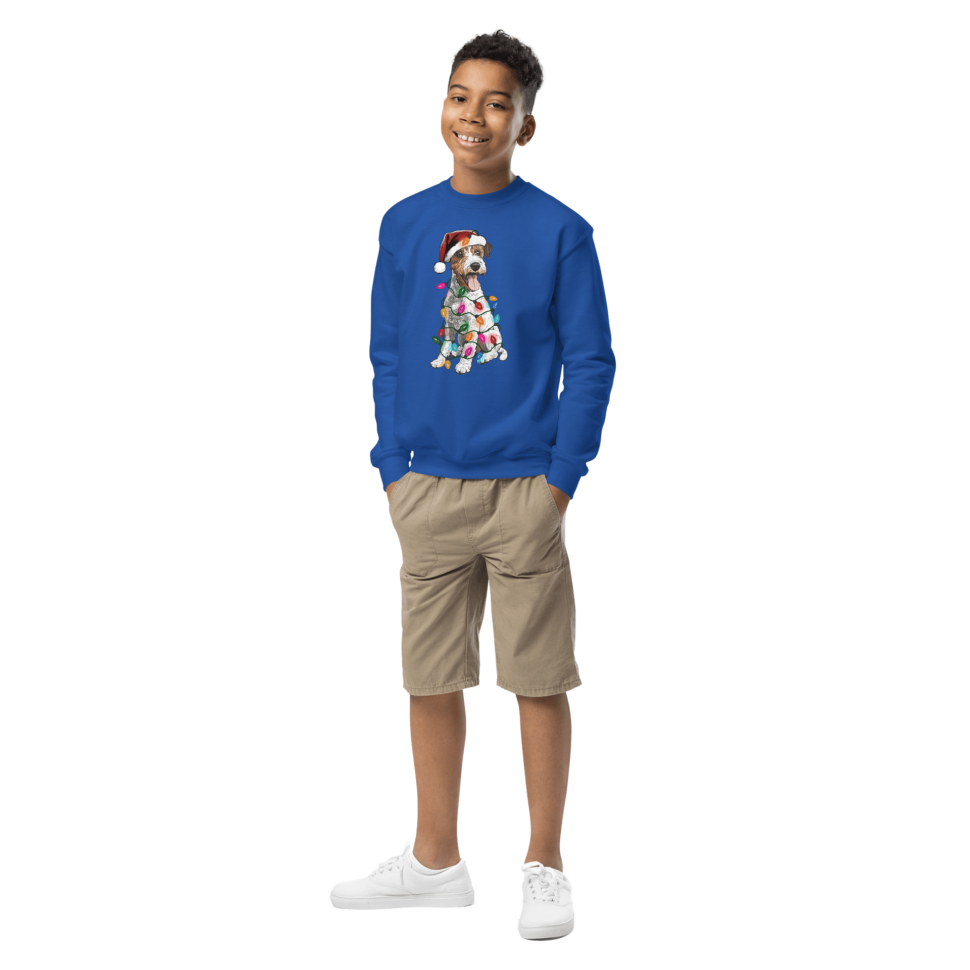 Funny Christmas Wire Fox Terrier(Brown & White) Youth Sweatshirt product image (4)
