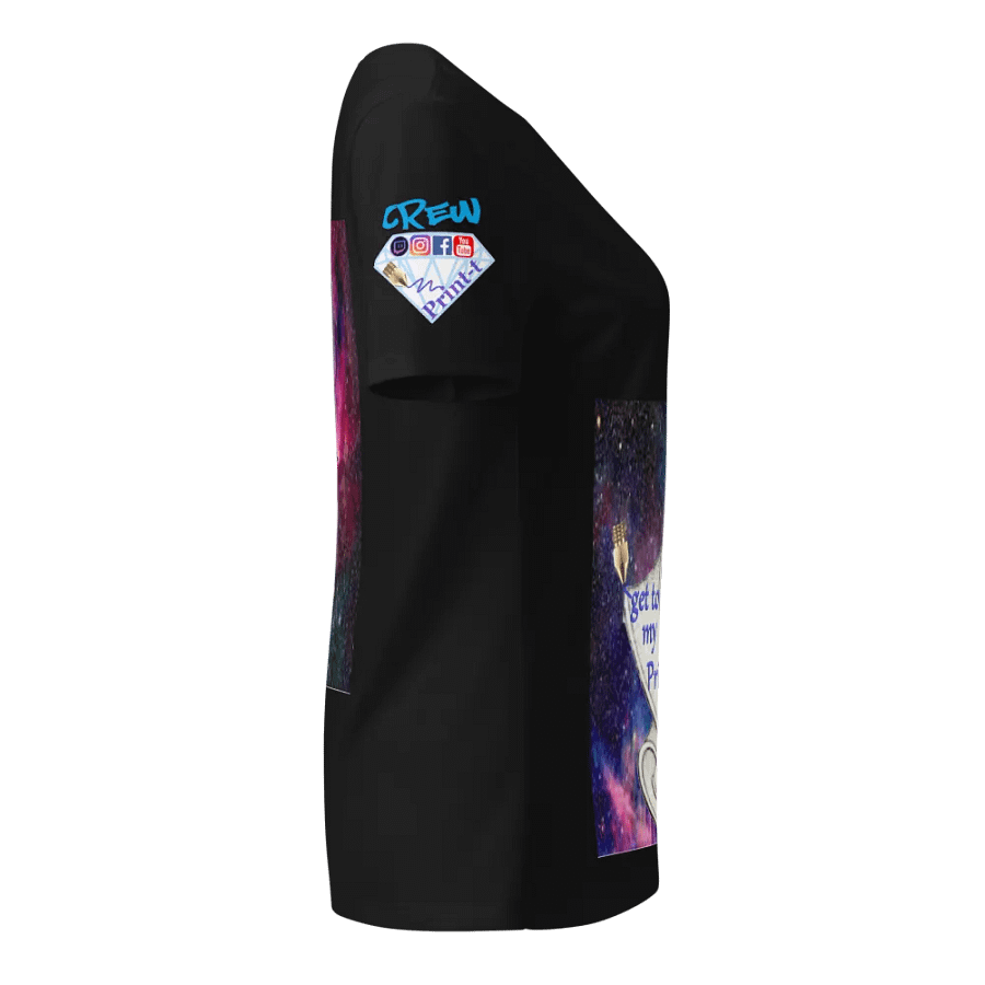 get to my Printer level , Damen-T-Shirt mit entspanntem V-Ausschnitt product image (4)