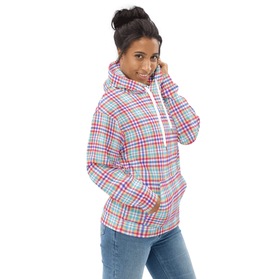 Purple, Pink, and Blue Plaid Hoodie product image (1)