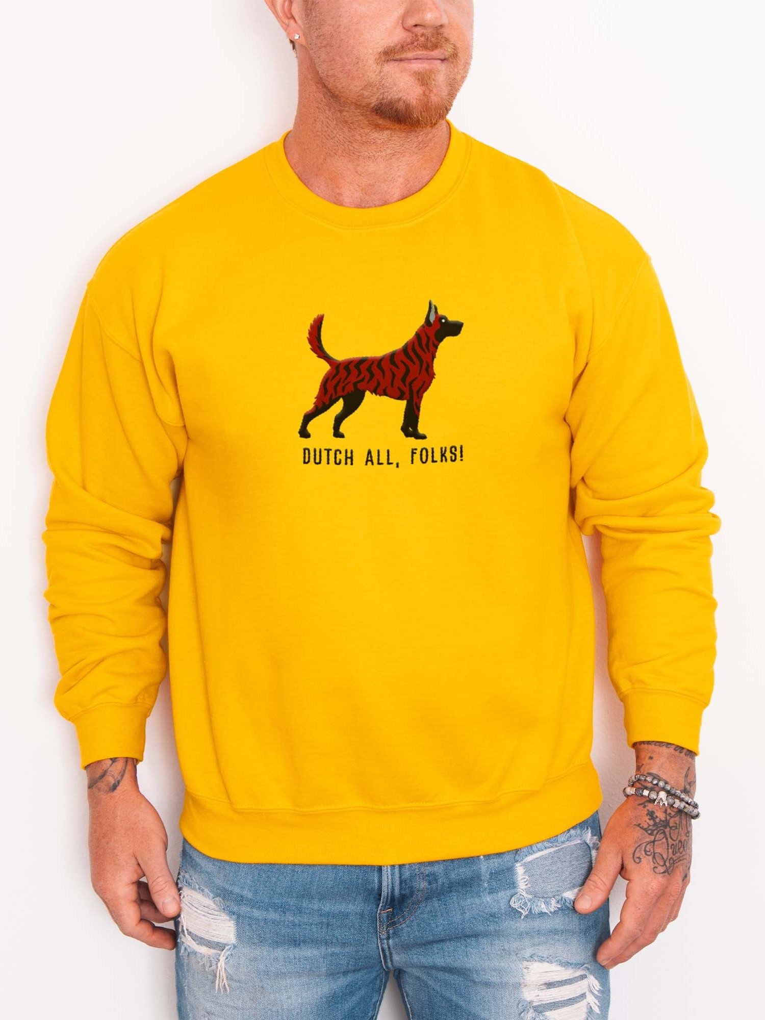 Dutch All, Folks! Sweatshirt (Embroidered) of a Dutch Shepherd(Brindle) product image (2)