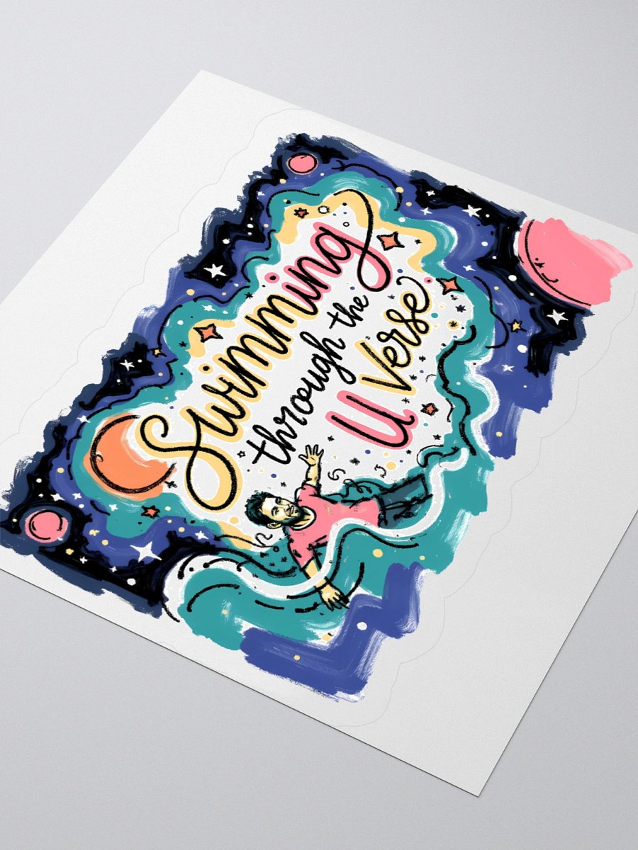 Cosmic Adventure: Swimming Through the U Verse Sticker product image (7)