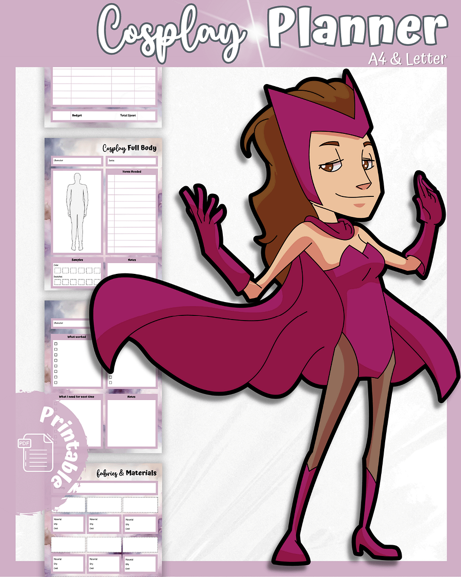 Soft Rose Cosplay Planner Printable product image (1)