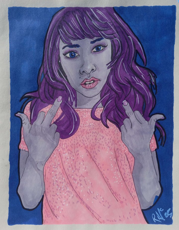 Original Sketch Art: Amarisse Sullivan purple fingers product image (1)