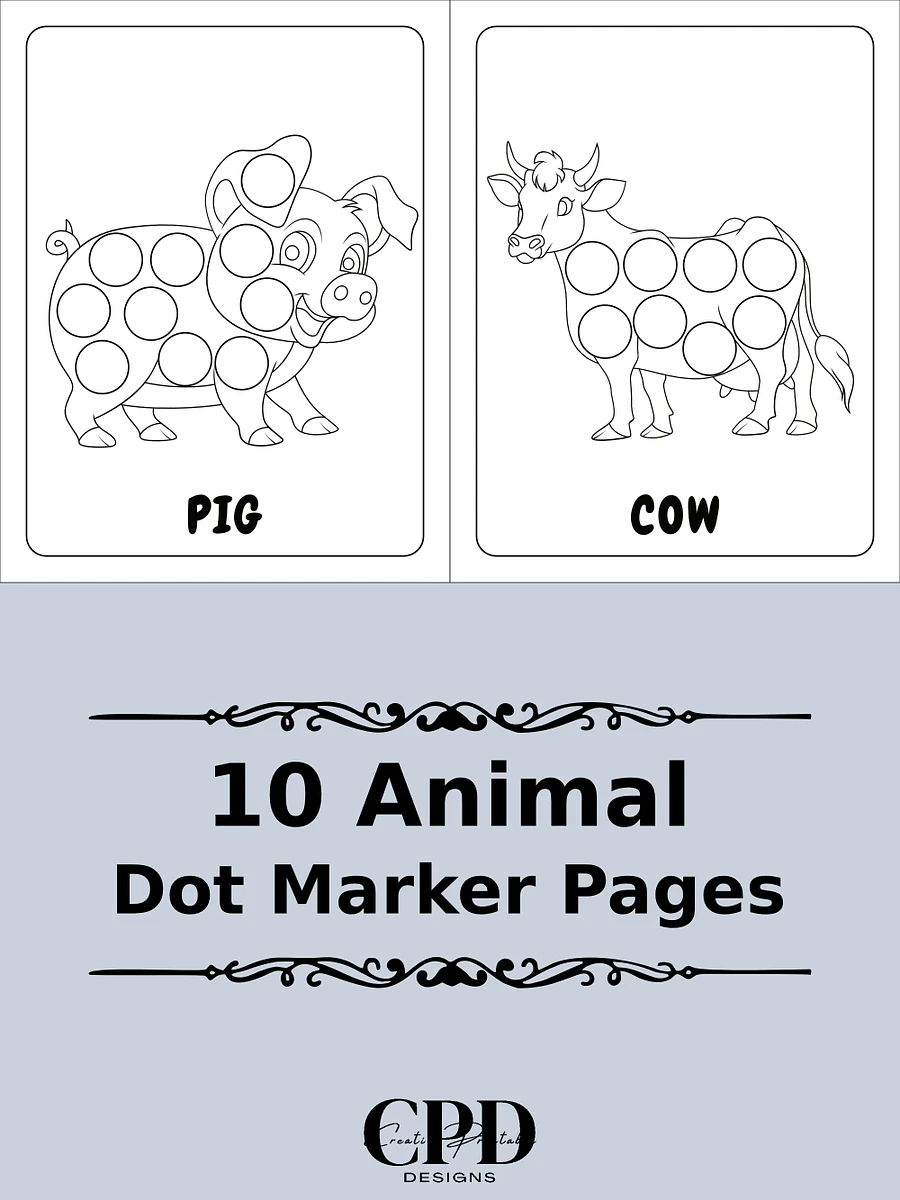 Printable Dot Marker Animal Coloring Pages product image (2)