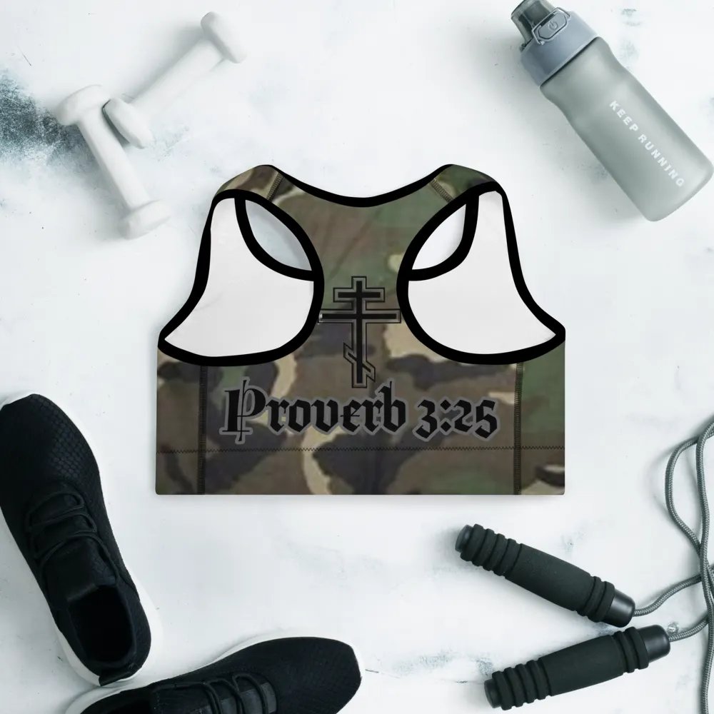 Faithful Camo: Proverb 3:25 Padded Sports Bra - Woodland product image (9)