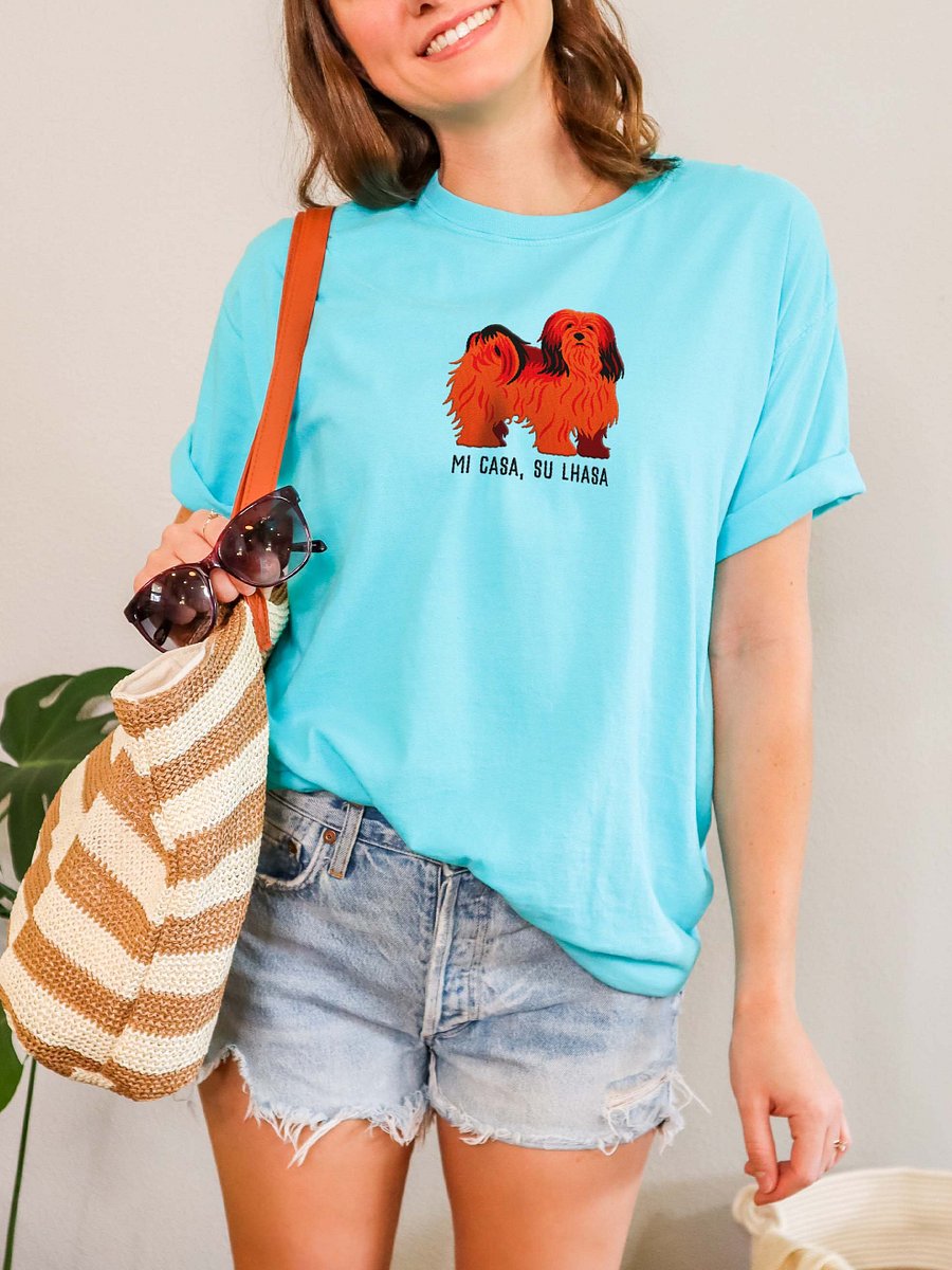 Mi Casa, Su Lhasa T-Shirt(Embroidered) of a Lhasa Apso(Red) product image (2)