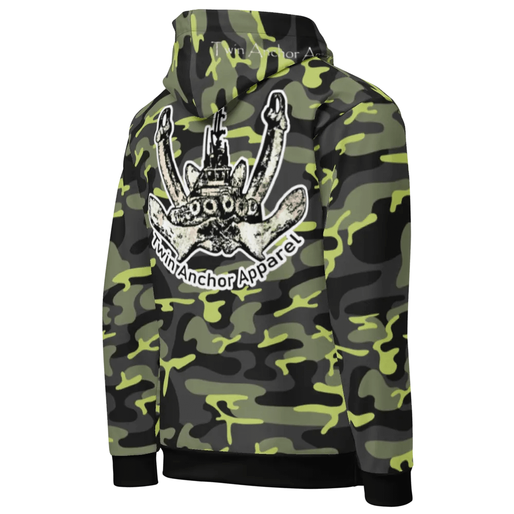 Green Camouflage Twin Anchor Logo Hoodie product image (4)