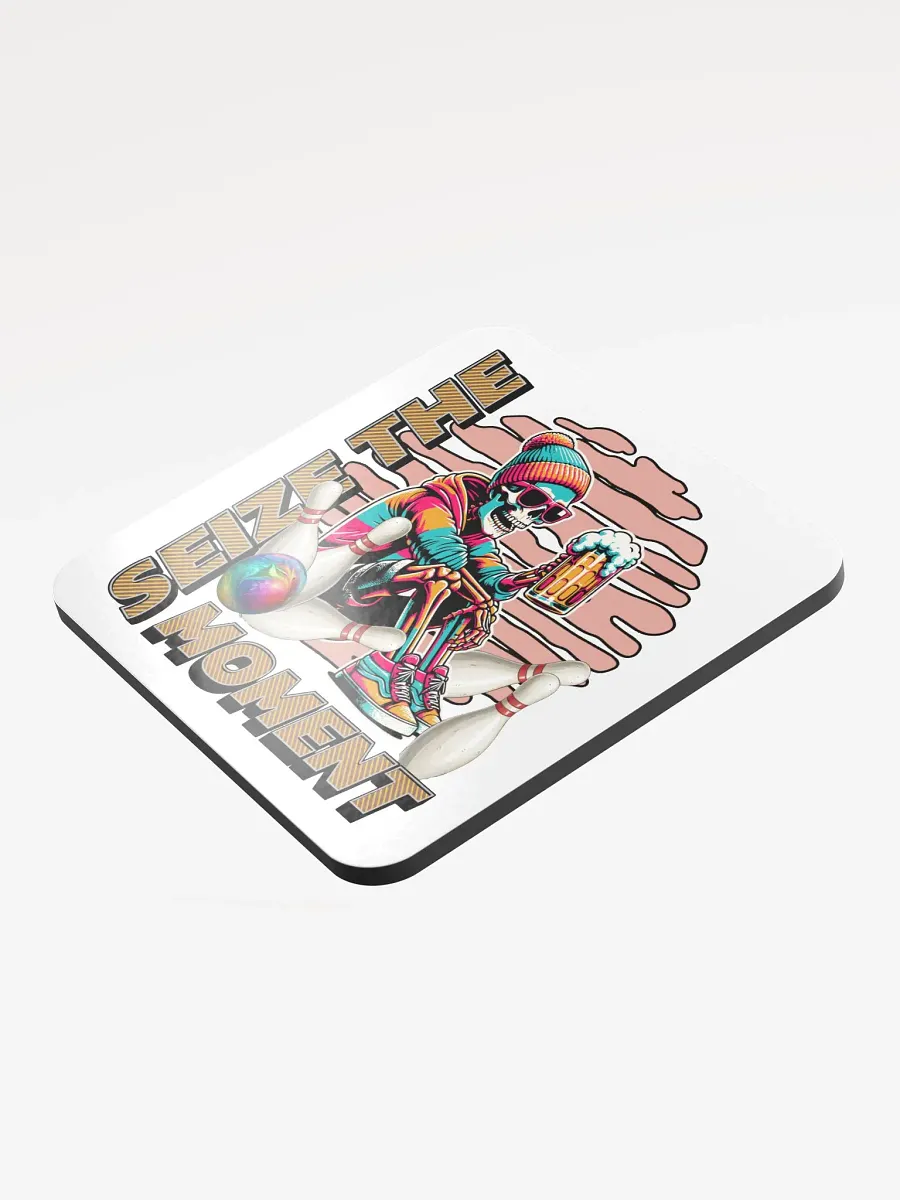 Seize The Moment Skeleton Beer Bowling Vibrant Moment Cork Coaster product image (4)