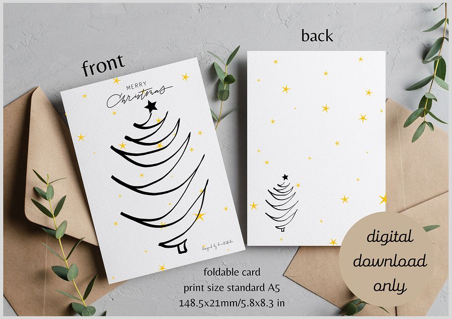 Foldable Christmas card, minimalistic Christmas tree product image (1)