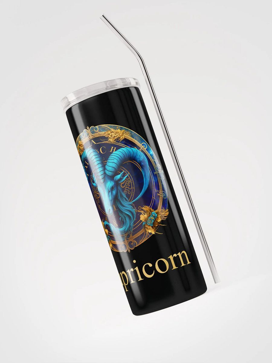 Deep Blue & Gold Capricorn Zodiac Stainless Steel Tumbler: Savor Zodiac Luxury product image (3)