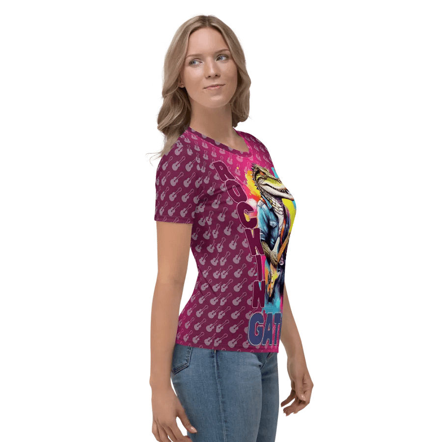 Rockin Gator Alligator Playing Guitar All Over Print T-shirt product image (4)