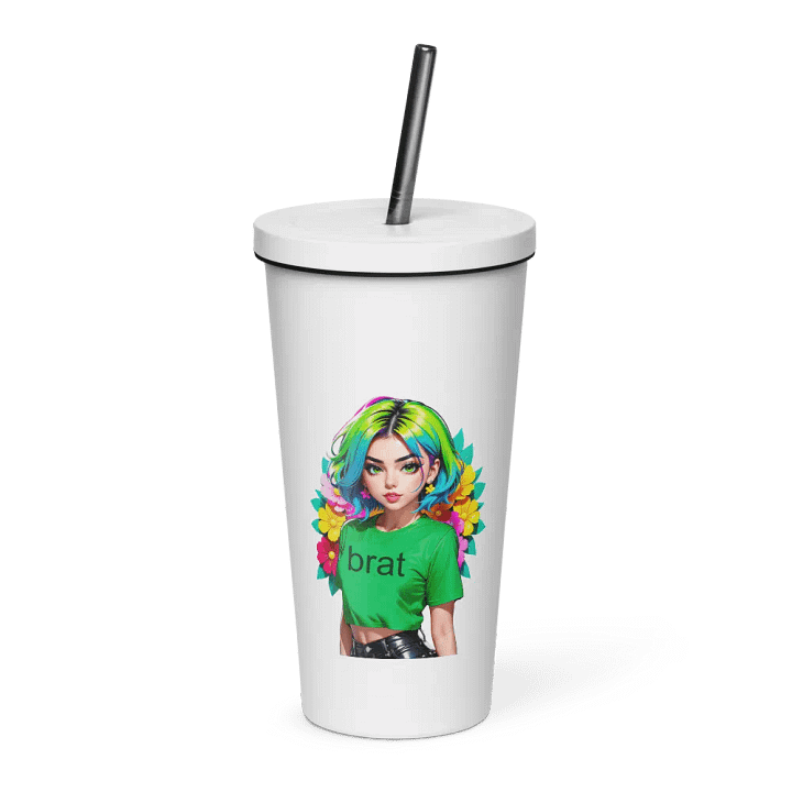 Brat 20 oz Tumbler Cup - White - Insulated Tumbler with a Straw v1 product image (1)