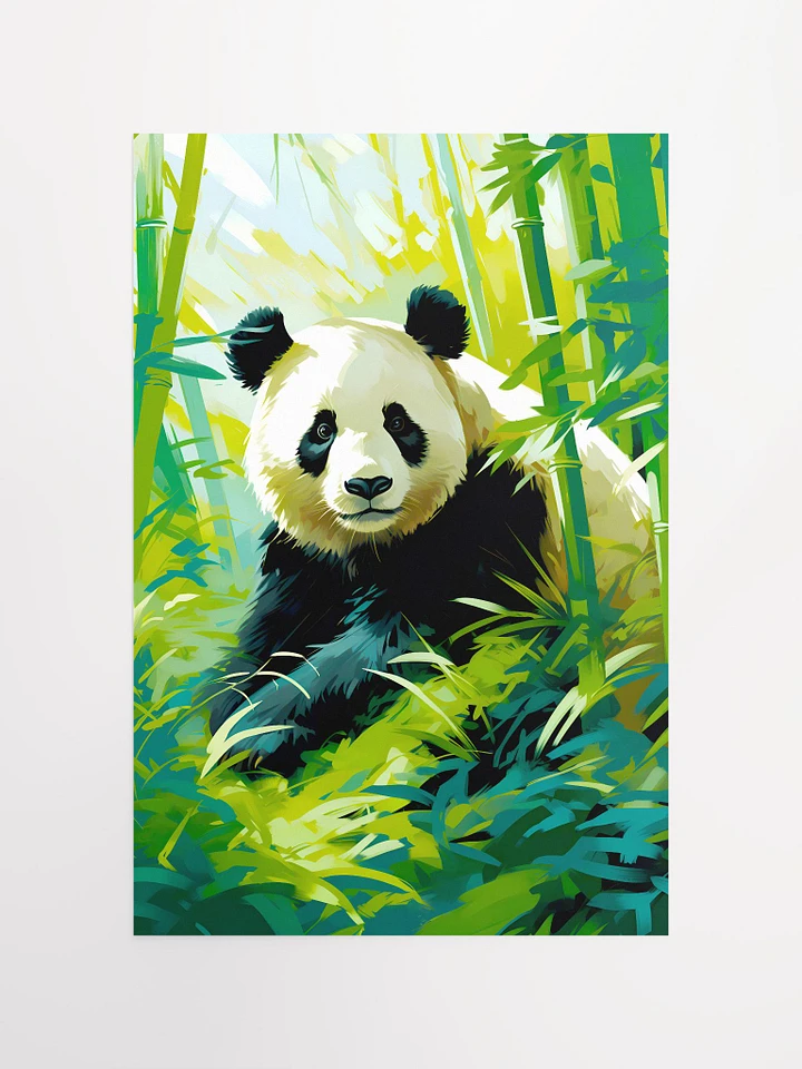 Panda Bear Enjoying Life Amidst Bamboo in Verdant Jungle Forest Matte Poster product image (2)