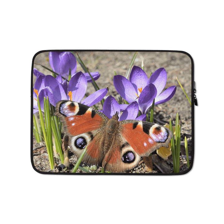 Laptoptasche - Schmetterling auf Krokusblüten product image (1)
