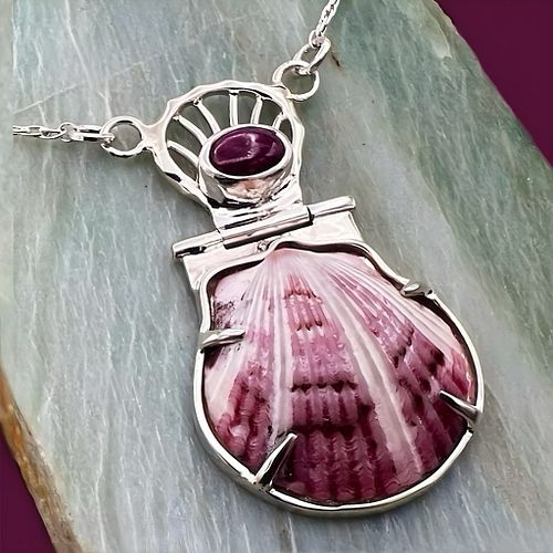 Latest creation:  Found sea shell and ruby necklace.  This was produced during my latest video on YouTube. Check it out:) #je...