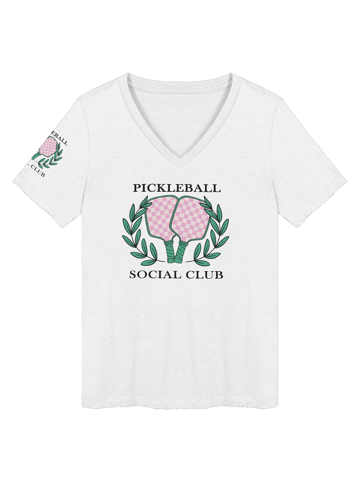 Checkered Pickleball Paddles Women's V-Neck Tee product image (1)