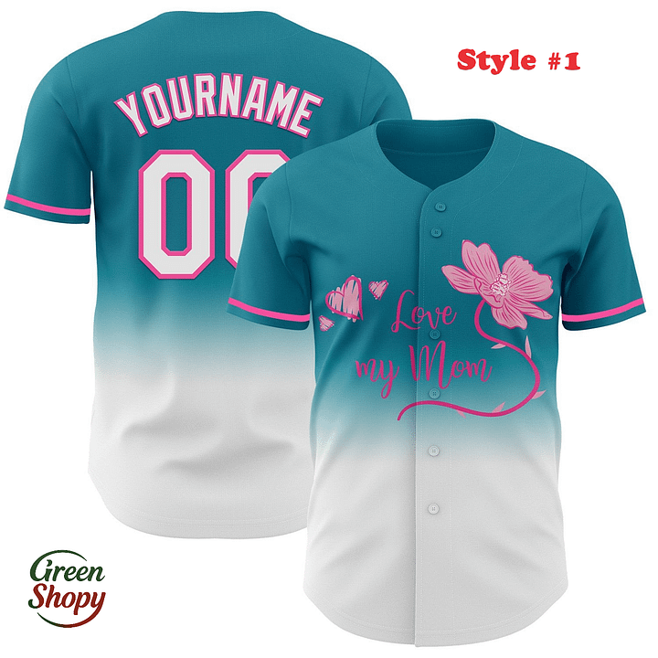 Authentic Baseball Jersey Gift , Custom Baseball Jersey, Personalized Sport Jersey, Love you Mom, Mother product image (2)