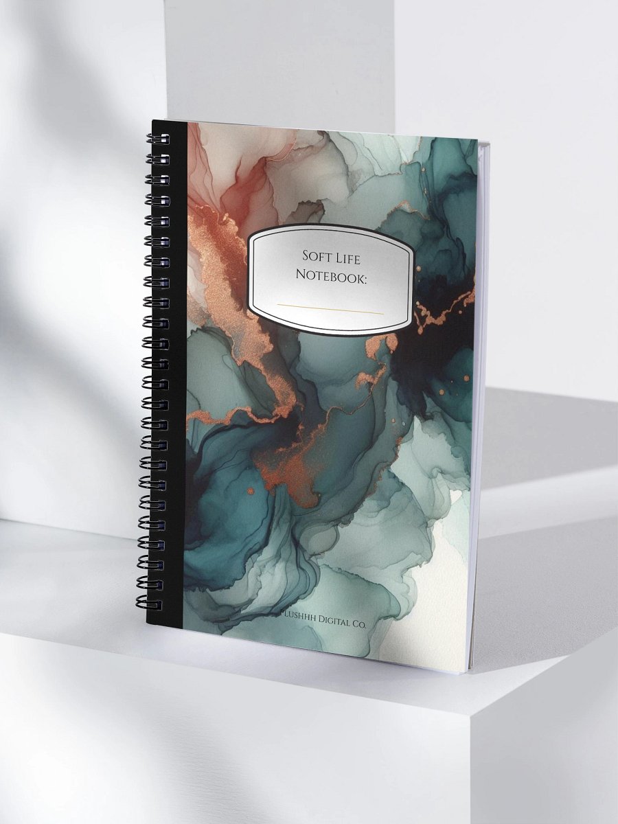 Soft Life Lined Notebook – Teal & Rust Abstract Marble Cover product image (3)