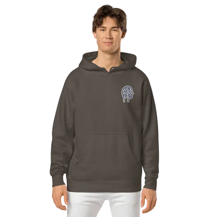 In My Head (L.C. navy bubble design) embroidered pigment hoodie product image (2)