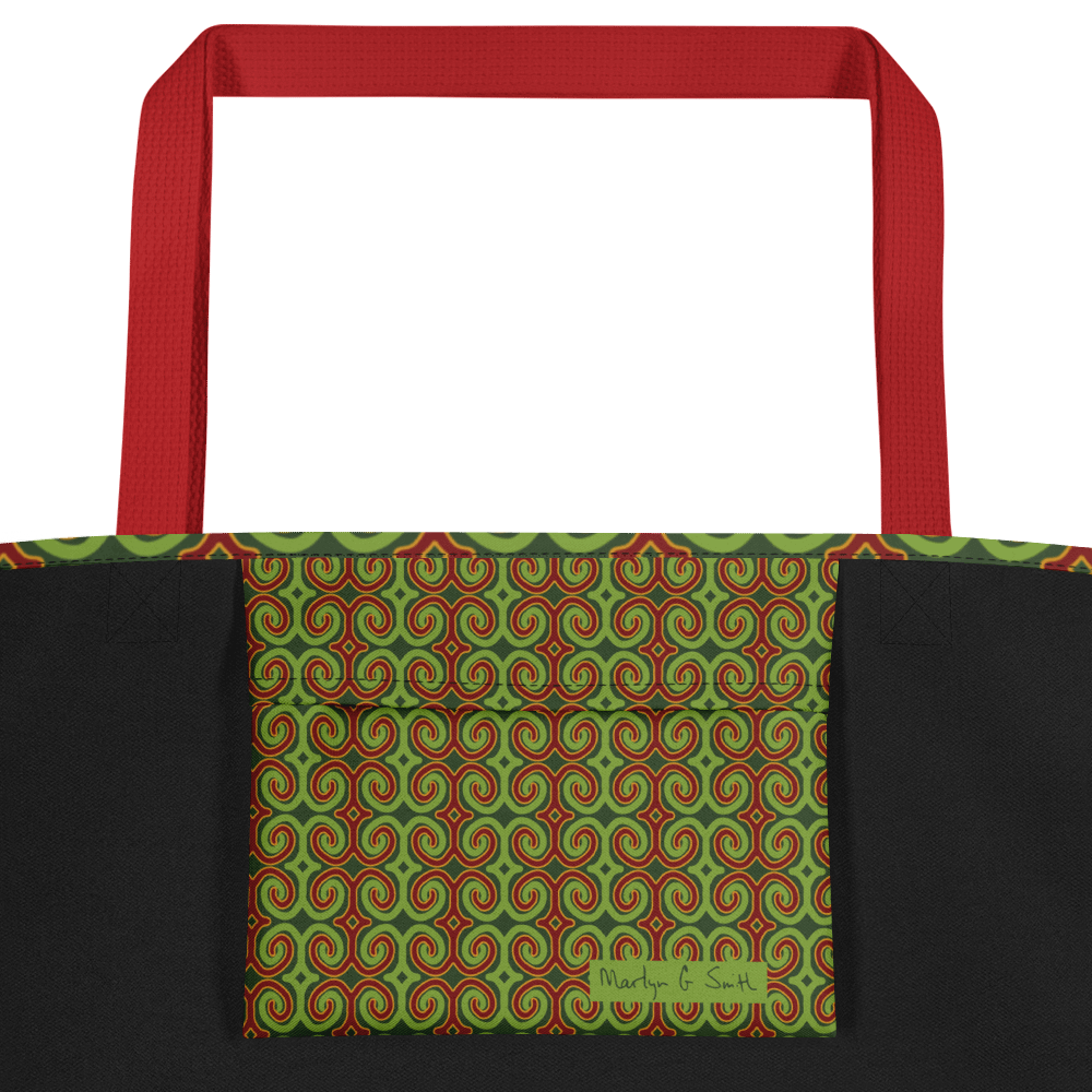 Red & Green Christmas Swirls Large Tote Bag product image (4)