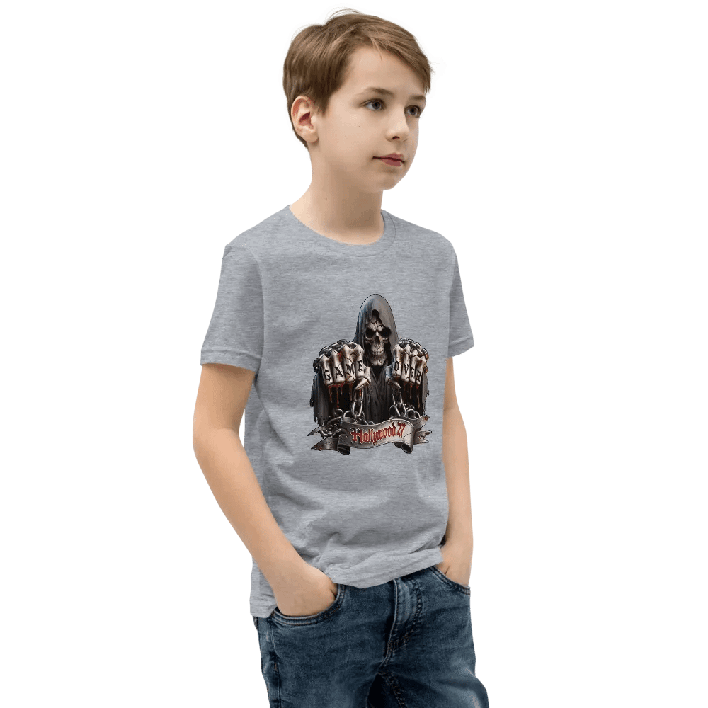 Gothic Skeleton Game Over Youth T-Shirt product image (76)