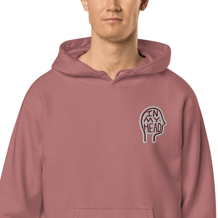 In My Head (L.C. maroon bubble design) embroidered pigment hoodie product image (1)