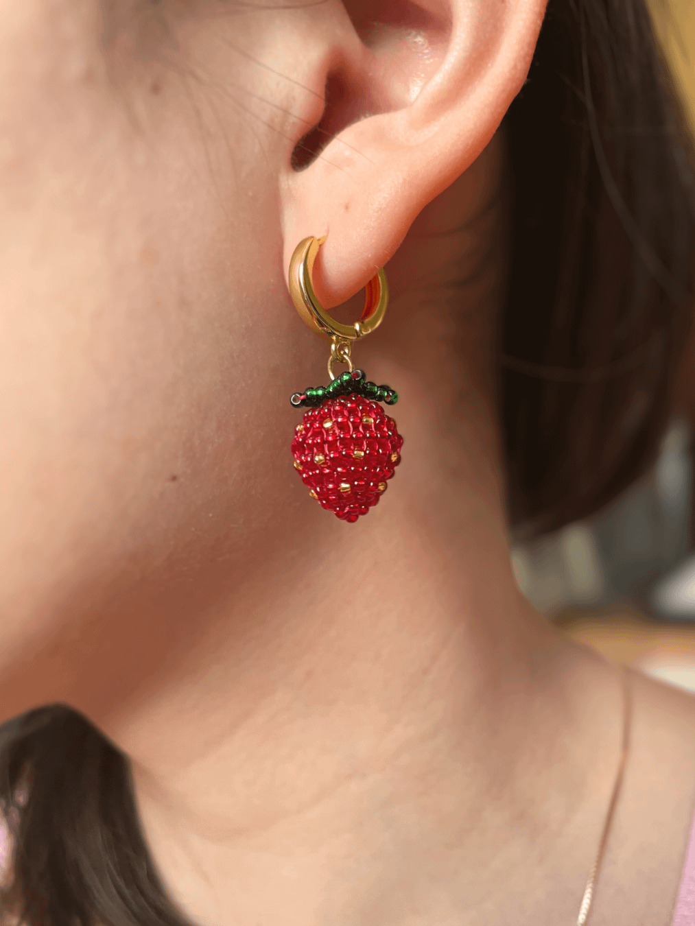 Strawberry Beaded Earrings product image (3)