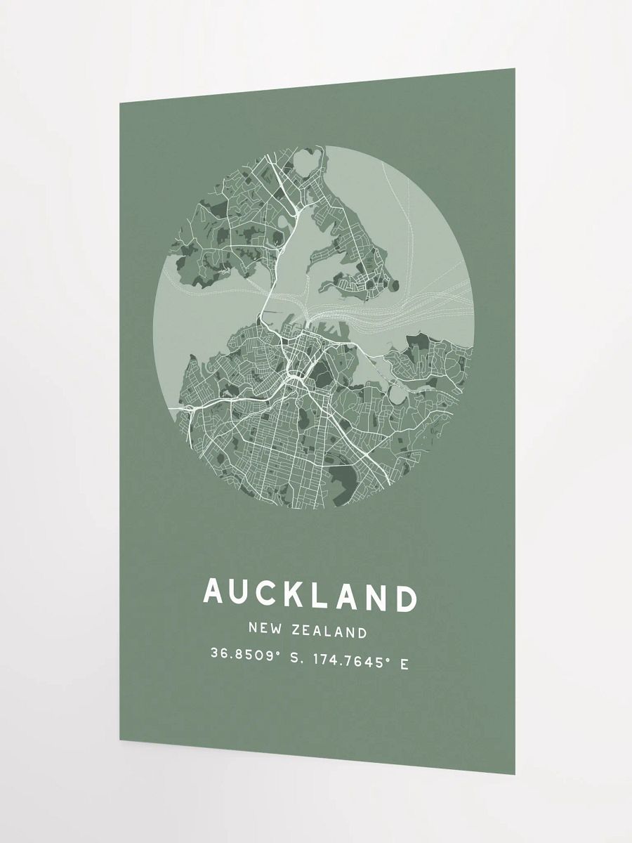 Auckland Street Map Poster – Sage Green Minimalist Circular City Art product image (6)