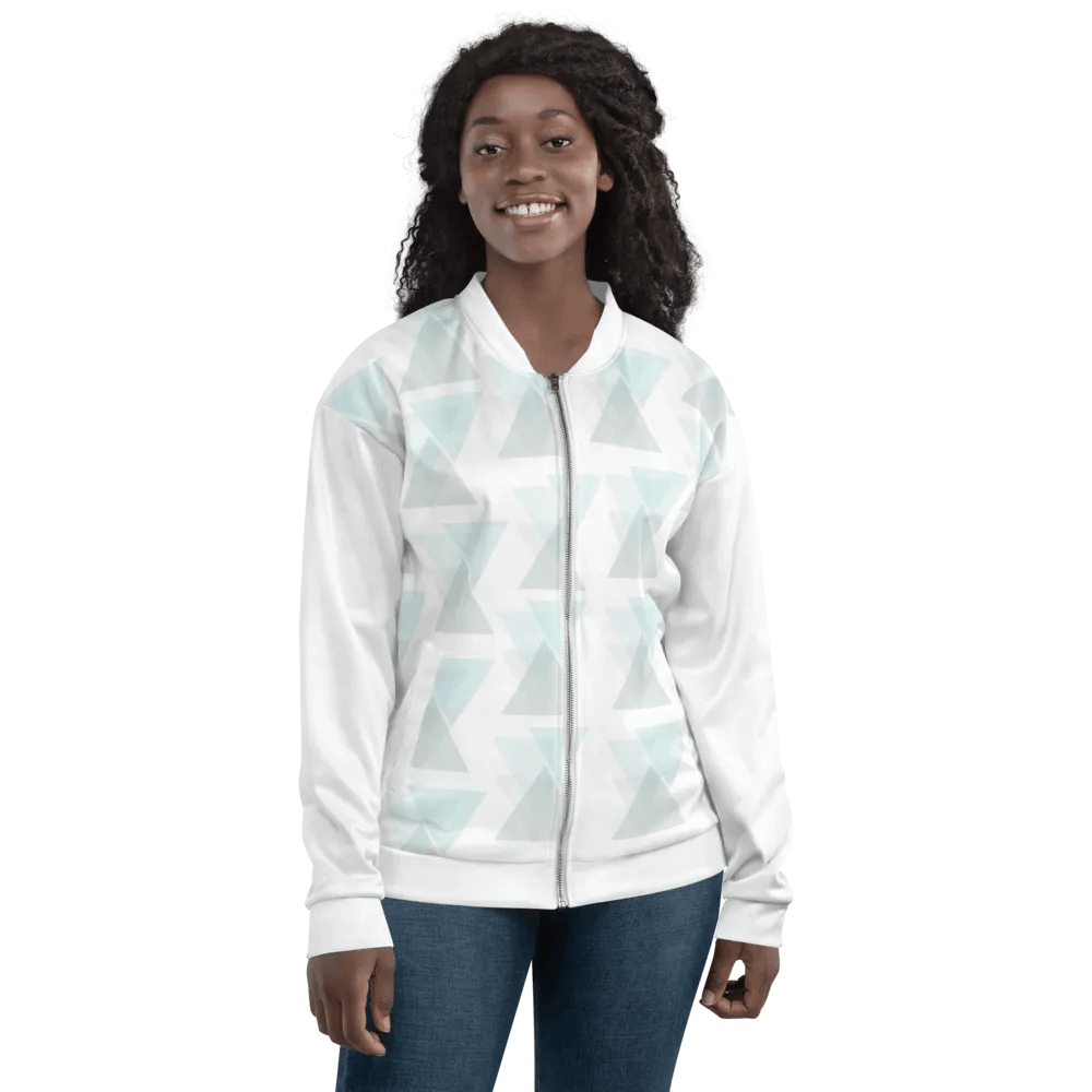 Turquoise Triangle Symmetry Bomber Jacket product image (9)