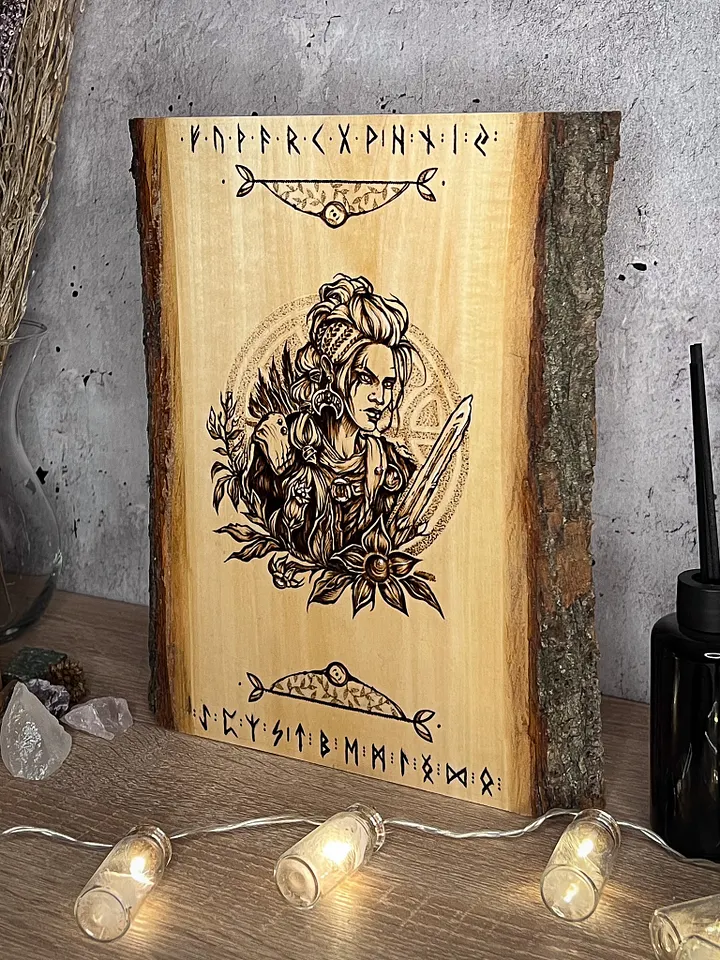Valkyrie with Deadly Nightshade Pyrography product image (1)