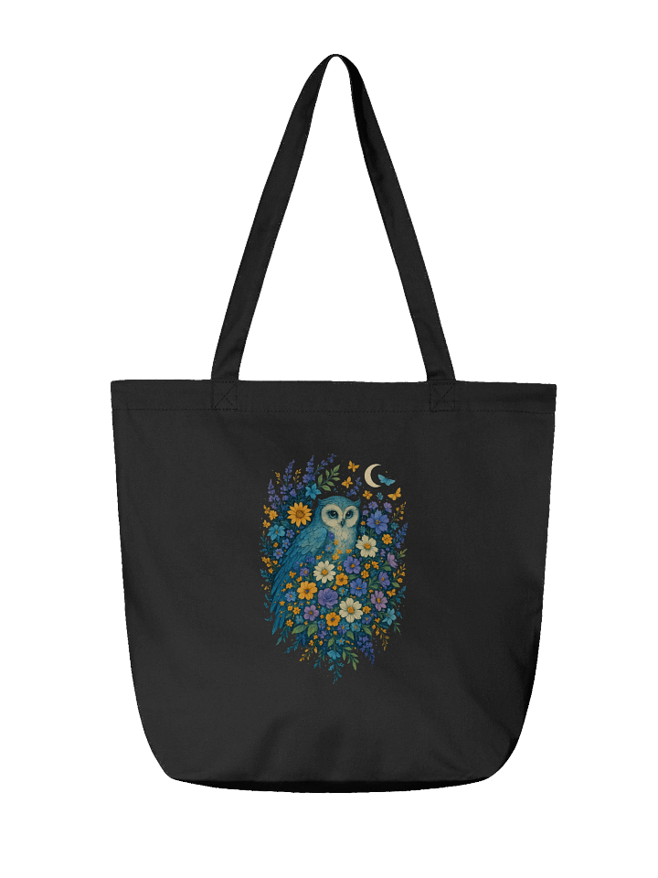 Cottagecore Owl Tote Bag With Moon And Wildflower Garden product image (4)