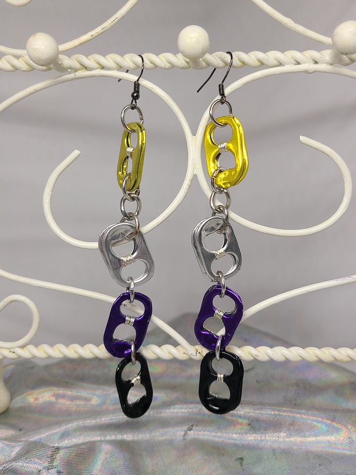 Non-binary pride wire wrapped trash earrings product image (2)