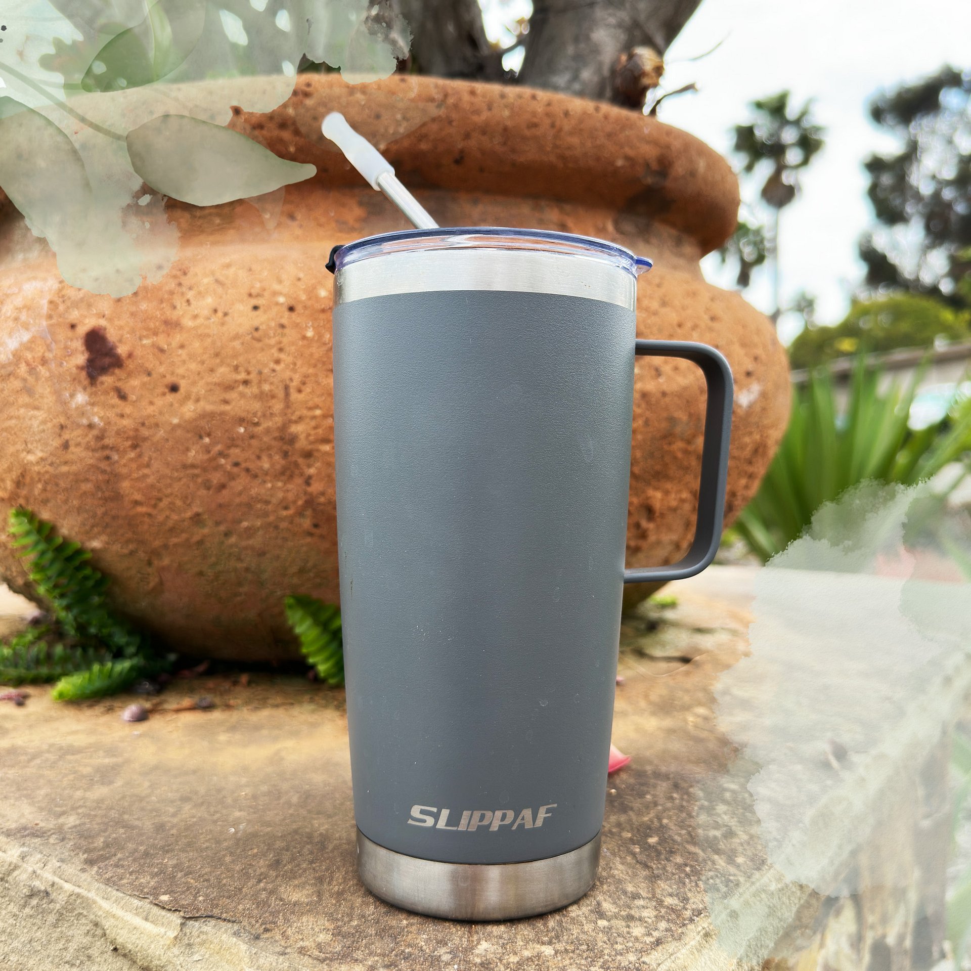 2 pack Tumbler 20 + 30 Oz With Handle, Lid and Straw (Gray) product image (2)