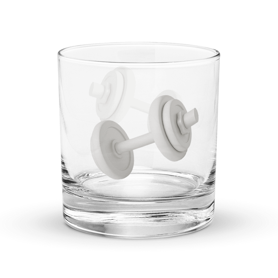 Iron Grip White Dumbbell on the Rocks Glass product image (1)