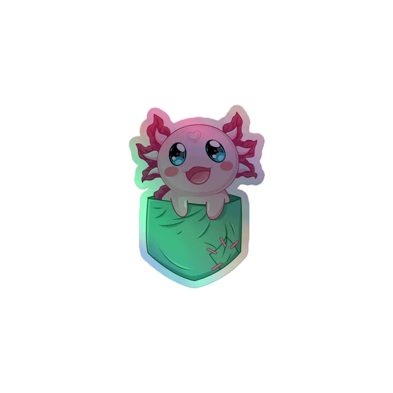 Patched Pocket ChitChat the Axolotl Holographic Sticker