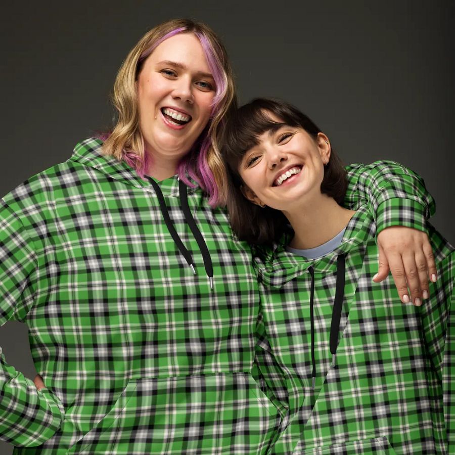 Bright Green, Black, and Gray Plaid Hoodie product image (3)