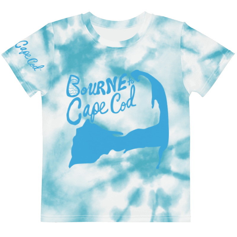 Boys' | Kids T-Shirt | BOURNE to Cape Cod™ | Vibrant Coastal Tee for Kids | Blue Logo on Blue Tie-Dye product image (1)