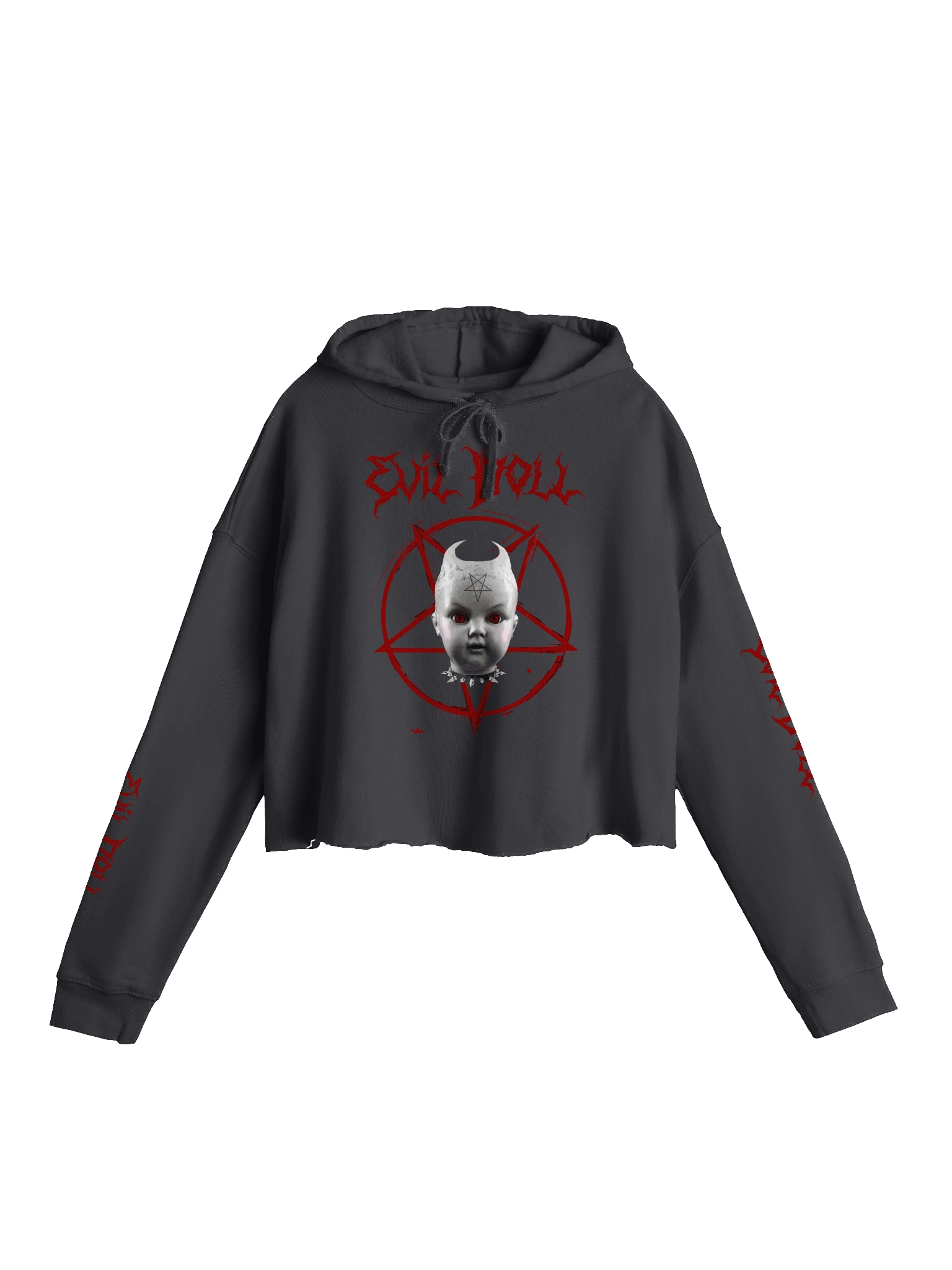 EVIL DOLL CROP HOODIE - LIGHTWEIGHT TERRY EDITION product image (1)