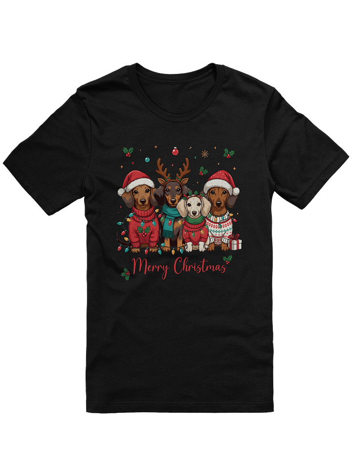 Merry Christmas Dachshund Lights T-Shirt – Cute Holiday Doxie Illustration product image (1)