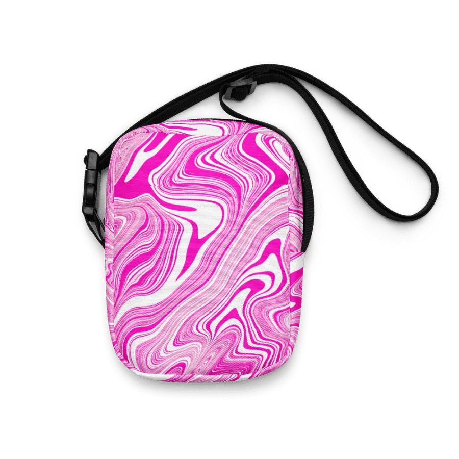 Utility Crossbody Bag - Pink and White Liquid Swirls product image (7)