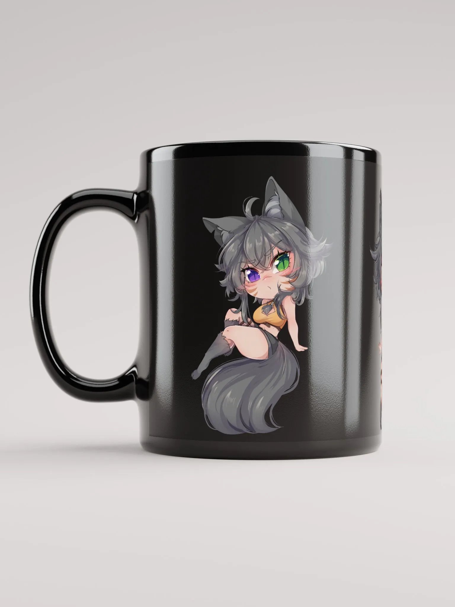 WolfcatRisi Chibi Glossy Mug (Black) product image (11)