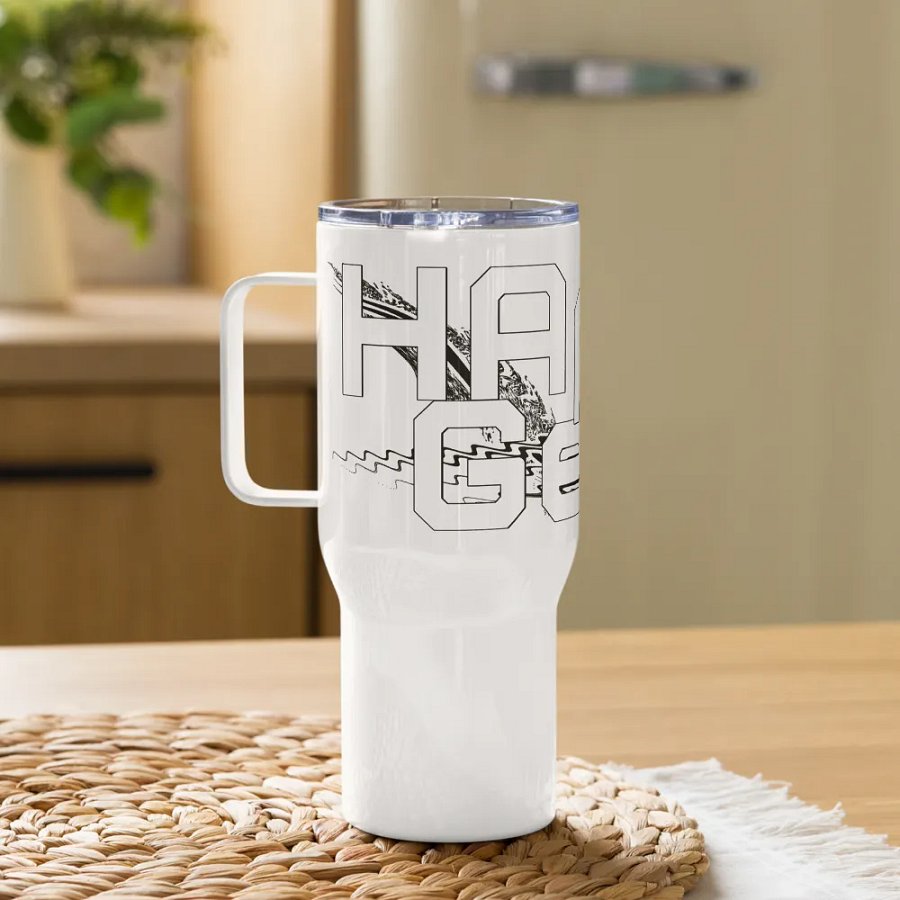 White HApex Gear Black Logo Travel Mug with a Handle product image (10)